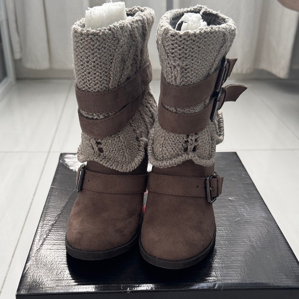 Not Rated Brown Knit Cuff Winter Boots
